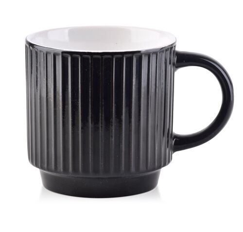 SALLY STRIPES BLACK Mug 360ml 9x13xh9cm