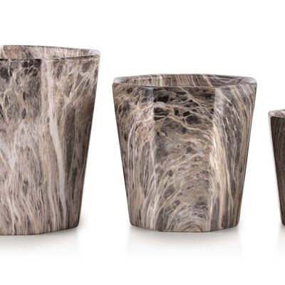 NEVA MARBLE SET OF 3 POTS xL: 16Xh14 / L: 12.5Xh12 / M: 8.5h9cm