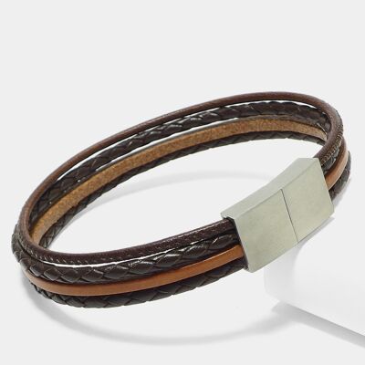 Bracciale da uomo "Leather Star LB27" realizzato in pelle