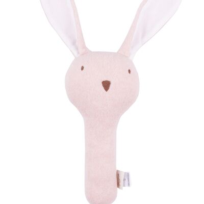 Rattle toy rabbit organic pink melange