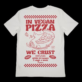 T-shirt Vegan Pizza Club Blanc Vintage 3