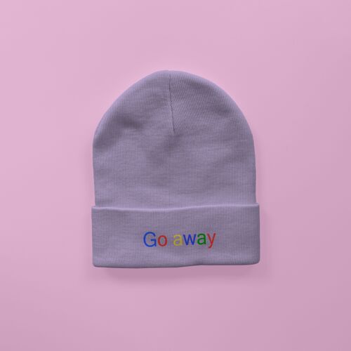 Go Away Embroidered Beanie Lavender