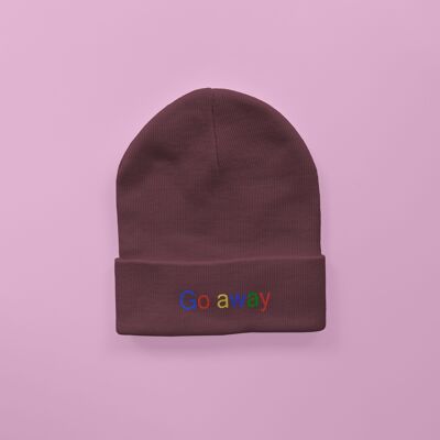 Go Away Embroidered Beanie Hibiscus Rose