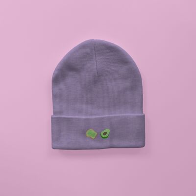 Avocado Toast Embroidered Beanie Lavender