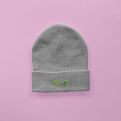 Avocado Toast Embroidered Beanie Heather Grey