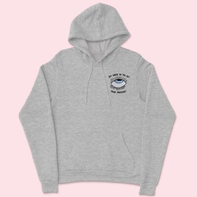 Sweat à capuche unisexe brodé EYEROLL Gris chiné