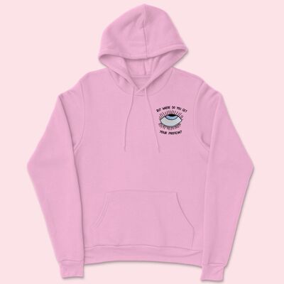 EYEROLL Embroidered Unisex Hoodie Baby Pink