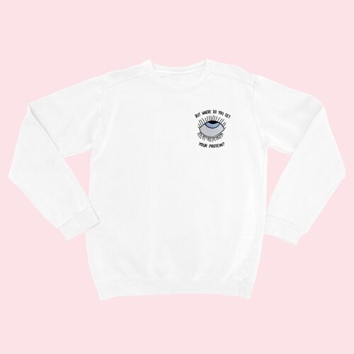 EYEROLL Embroidered Unisex Sweater White