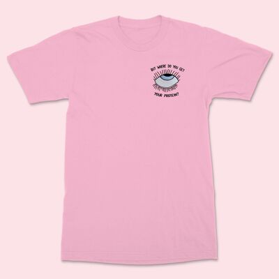EYEROLL Besticktes Unisex-Shirt Baumwolle Rosa