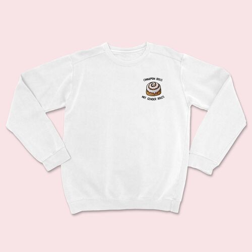Cinnamon Rolls Embroidered Sweater White