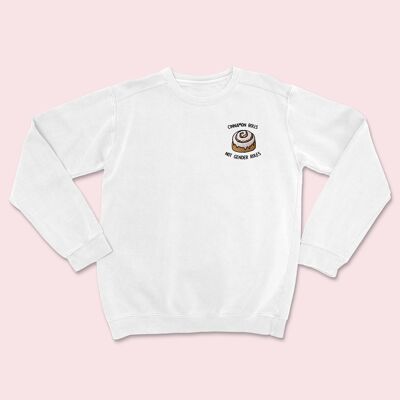 Cinnamon Rolls Embroidered Sweater White