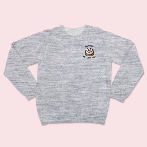 Cinnamon Rolls Embroidered Sweater Ash