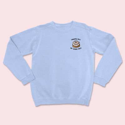 Cinnamon Rolls Embroidered Sweater Sky Blue