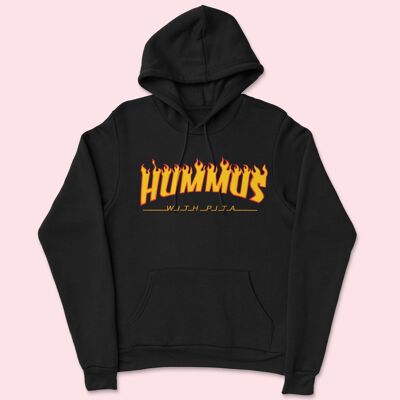 Hummus mit Pita Unisex Hoodie Schwarz