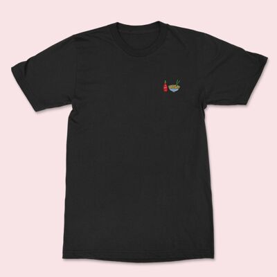 Hot Noodles Embroidered T-shirt Black