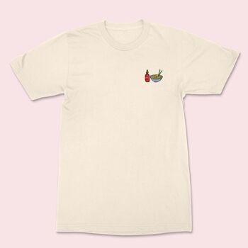 T-shirt Brodé Hot Noodles Coton Rose 2