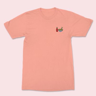 T-shirt Brodé Hot Noodles Argile Rose