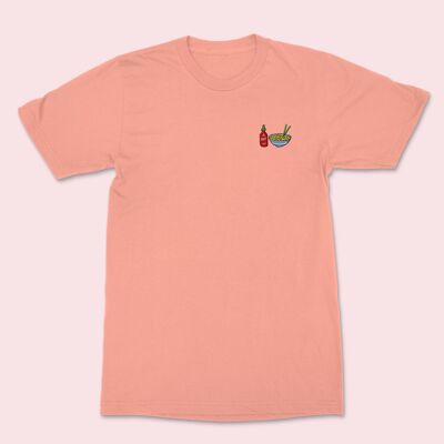 Camiseta bordada Hot Noodles Arcilla rosa