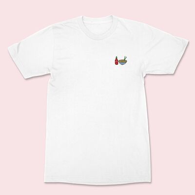 Hot Noodles Embroidered T-shirt White