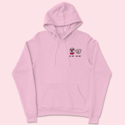 EAT JAM Bestickter Unisex-Hoodie Baumwolle Rosa