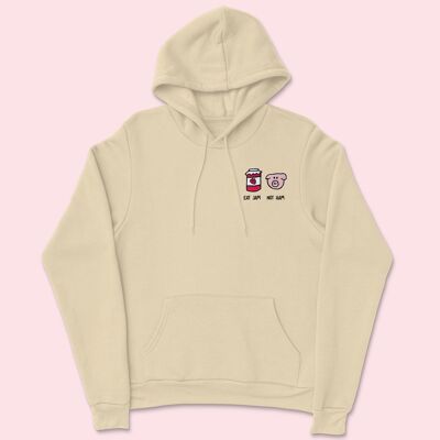 Sudadera con capucha unisex bordada EAT JAM color nude