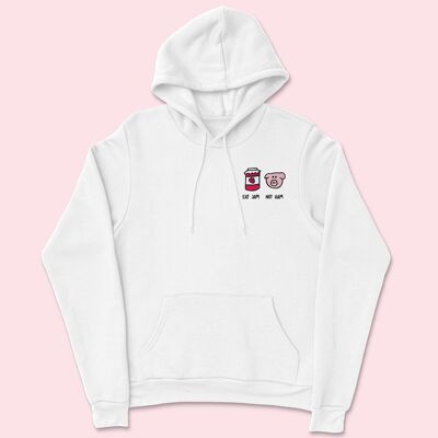 EAT JAM Sudadera con Capucha Bordada Unisex Blanca