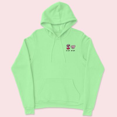 Sudadera con capucha unisex bordada EAT JAM verde manzana