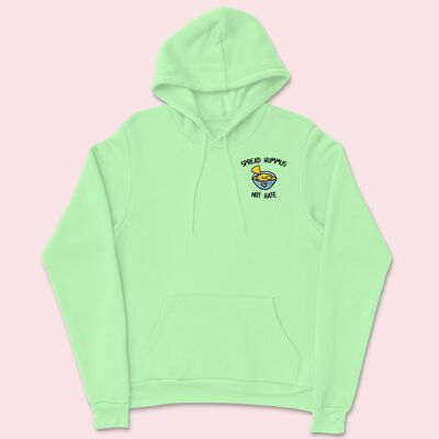 Spread Hummus Not Hate Embroidered Hoodie Apple Green