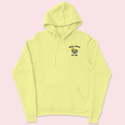 Spread Hummus Not Hate Embroidered Hoodie Lemon