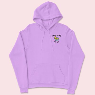 Spread Hummus Not Hate Embroidered Hoodie Lavender