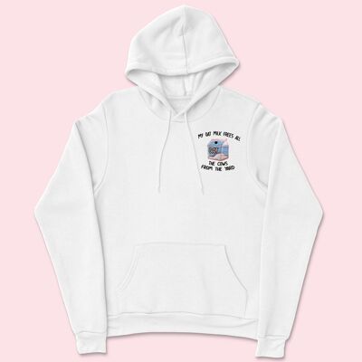 My Oat Milk Embroidered Unisex Hoodie White