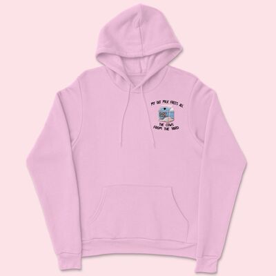 Meine Hafermilch bestickt Unisex Hoodie Baby Pink