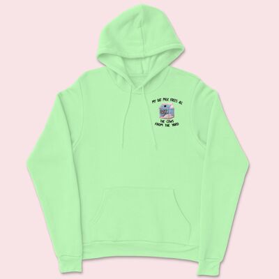 My Oat Milk Embroidered Unisex Hoodie Apple Green