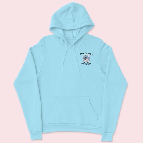 My Oat Milk Embroidered Unisex Hoodie Sky Blue