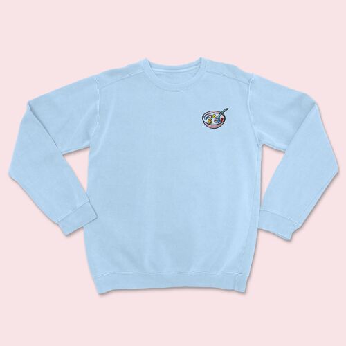 RUDE CEREAL Organic Embroidered Sweater Sky Blue