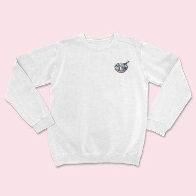 RUDE CEREAL Organic Embroidered Sweater White