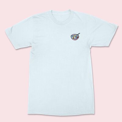 RUDE CEREAL Besticktes T-Shirt Babyblau