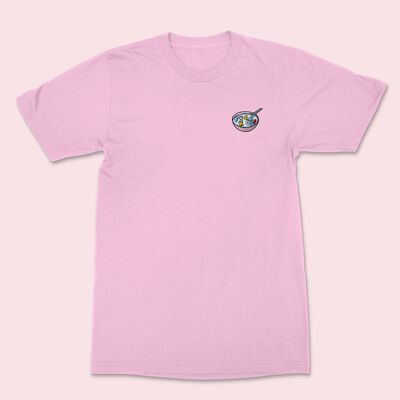 RUDE CEREAL T-shirt ricamata in cotone rosa