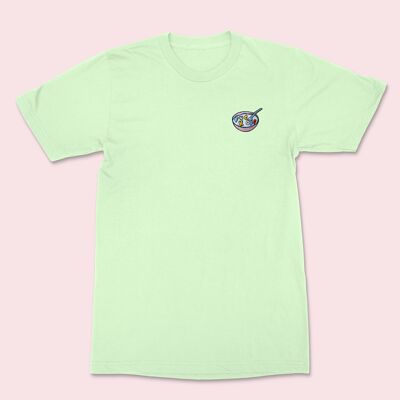 RUDE CEREAL Embroidered T-shirt Stem Green