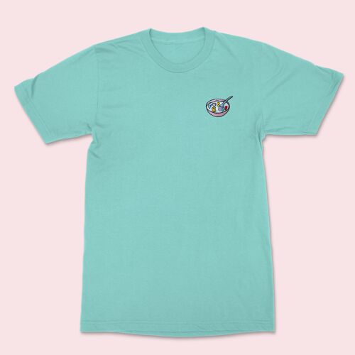 RUDE CEREAL Embroidered T-shirt Teal Monstera