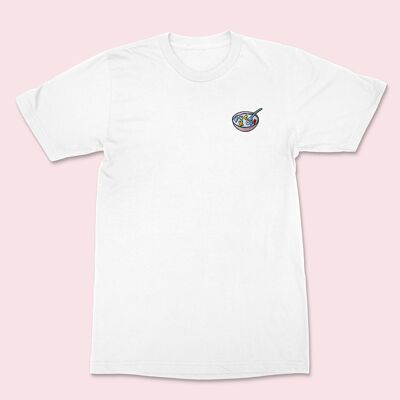 RUDE CEREAL Besticktes T-Shirt Weiß