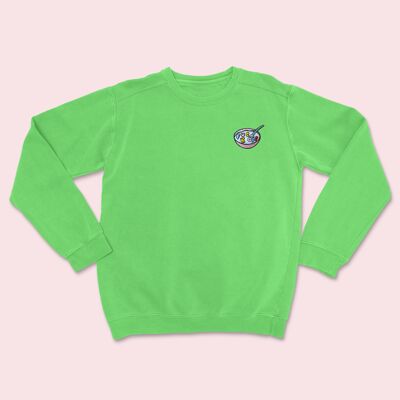 Rude Cereal Embroidered Sweatshirt Lime Green