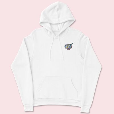 Rude Cereal Embroidered Hoodie White