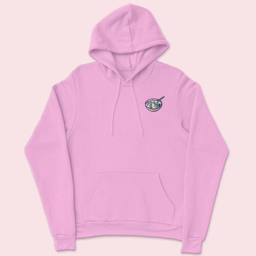 Rude Cereal Embroidered Hoodie Baby Pink