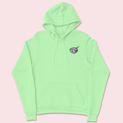 Rude Cereal Embroidered Hoodie Lime Green