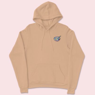 Rude Cereal Embroidered Hoodie Nude