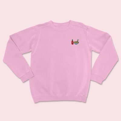 Hot Noodles Bio-Pullover mit Stickerei, Baumwolle, Rosa