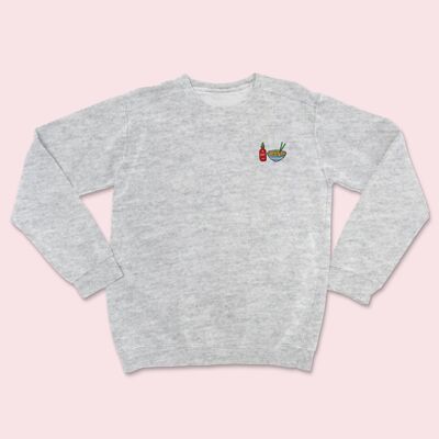 Hot Noodles Organic Embroidered Sweater Heather Grey