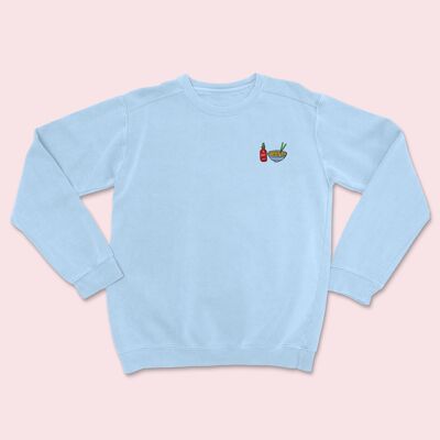Hot Noodles Organic Embroidered Sweater Sky Blue