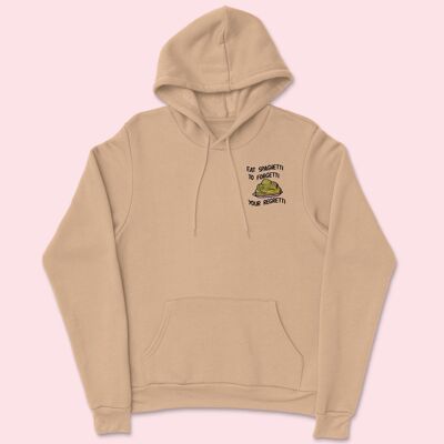 Eat Spaghetti Embroidered Unisex Hoodie Nude